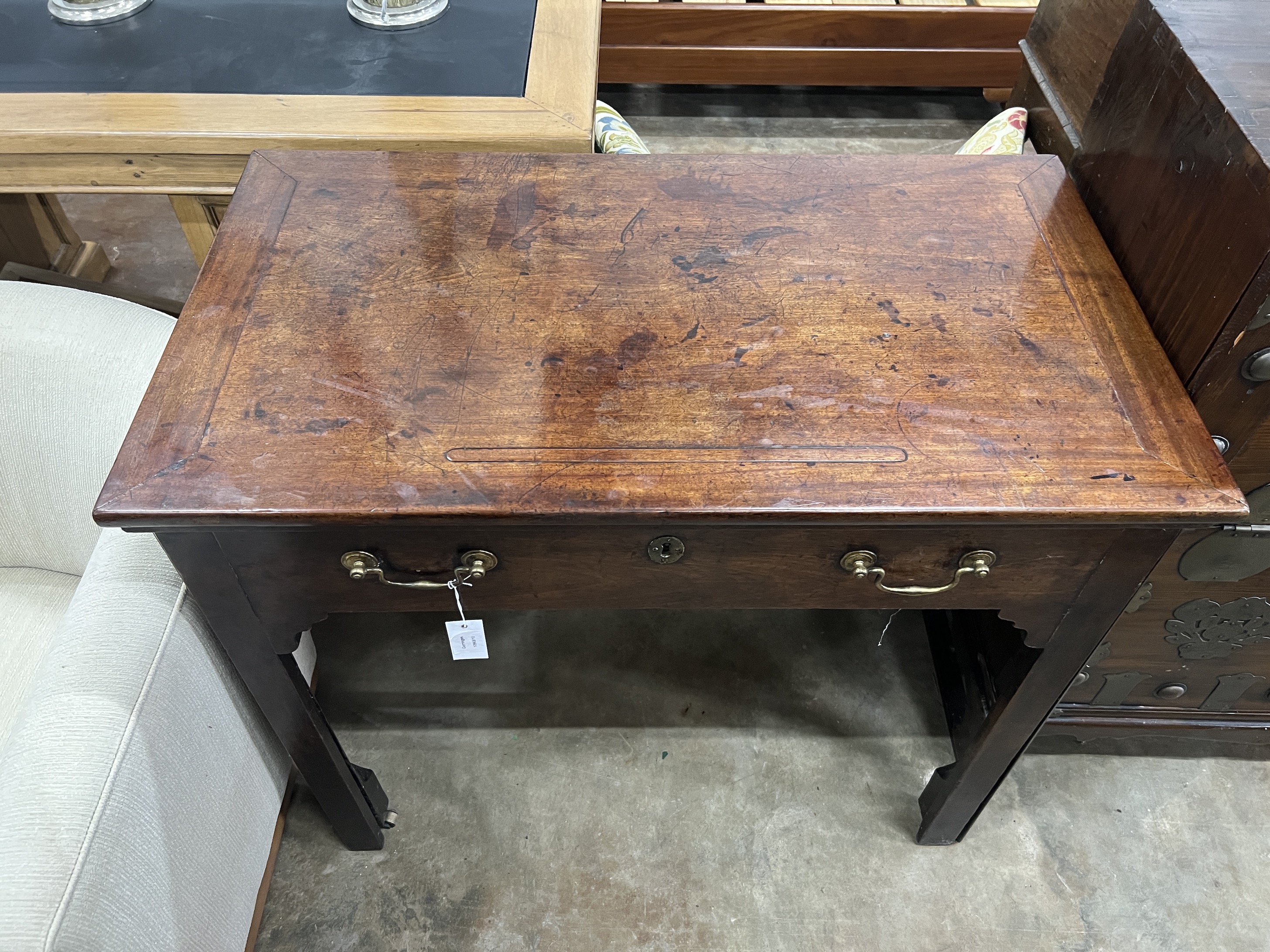 A George III mahogany architect's table, width 94cm, depth 53cm, height 83cm